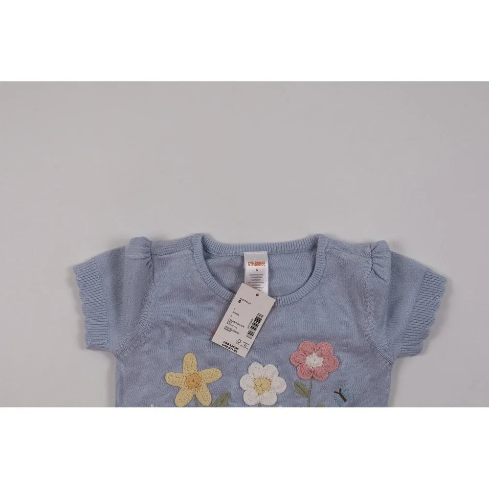 Gymboree Girls Tulle Dress Floral Knit Tutu Blue Size 6 NWT MSRP 50